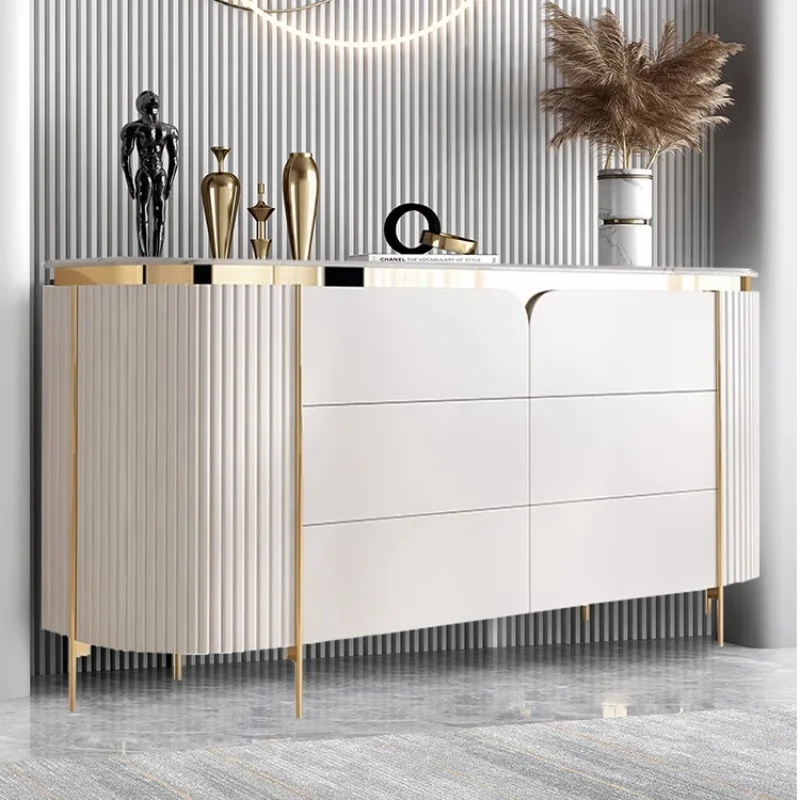 Licht Luxus moderne Schiefer Side board Wohn möbel Wohnzimmer gegen die Wand Gold Konsolen tisch Lagerung Lagers chrank