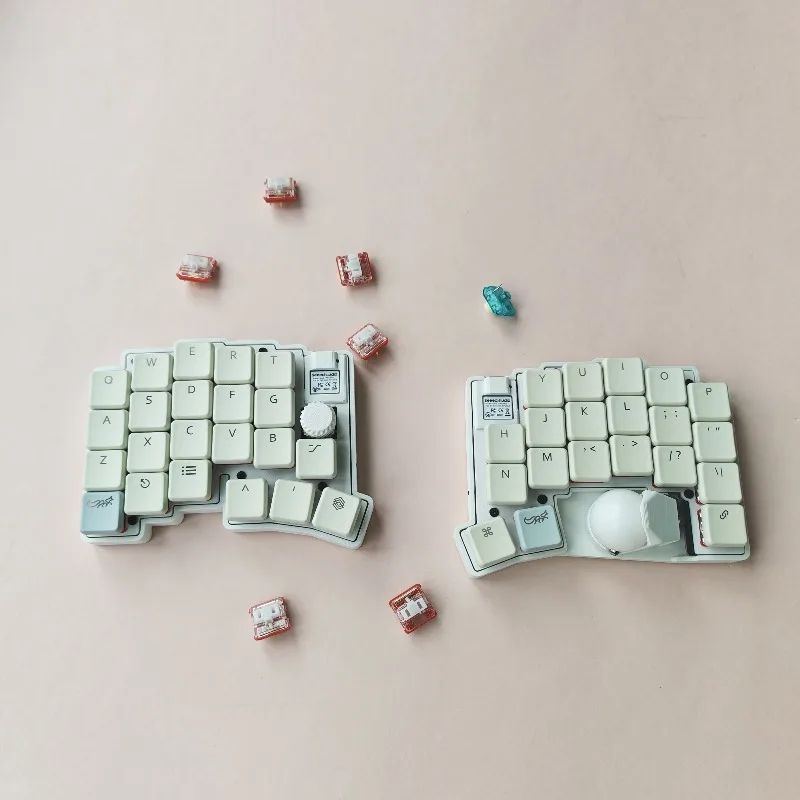 NEW MoNa² Split Trackball Keyboard KIT Custom Wireless Bluetooth ZMK Kailh Choc V1/V2 Dual-mode Hot Swap Mechanical Keyboard