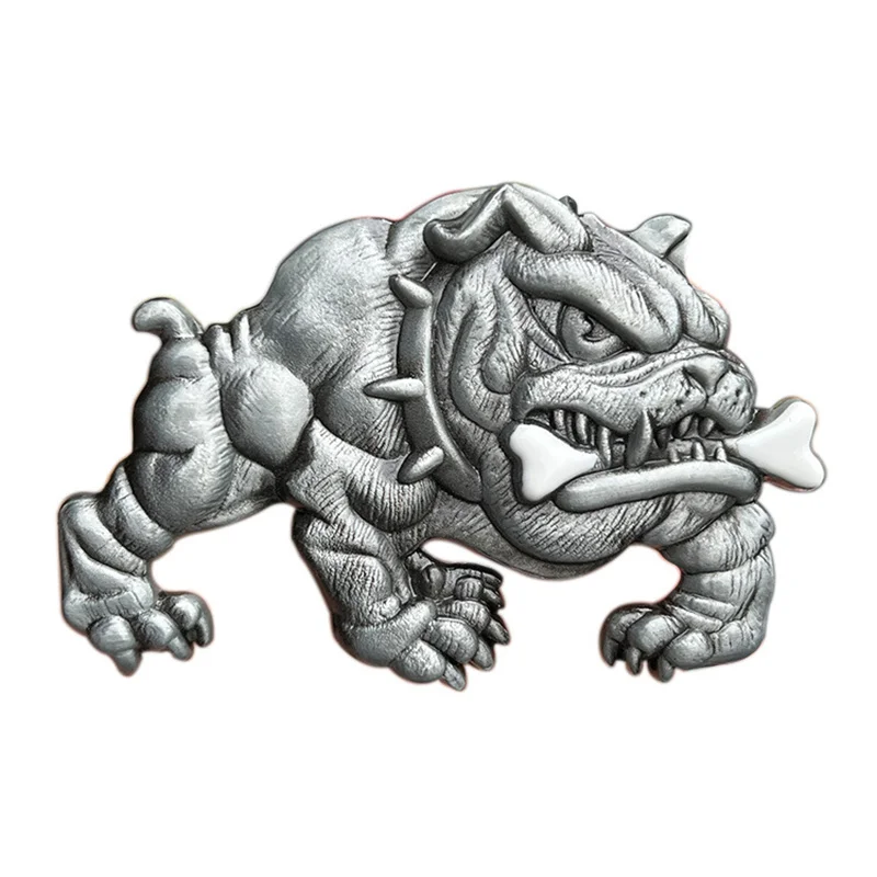 Dog gnawing bone bulldog belt buckle Western style European American