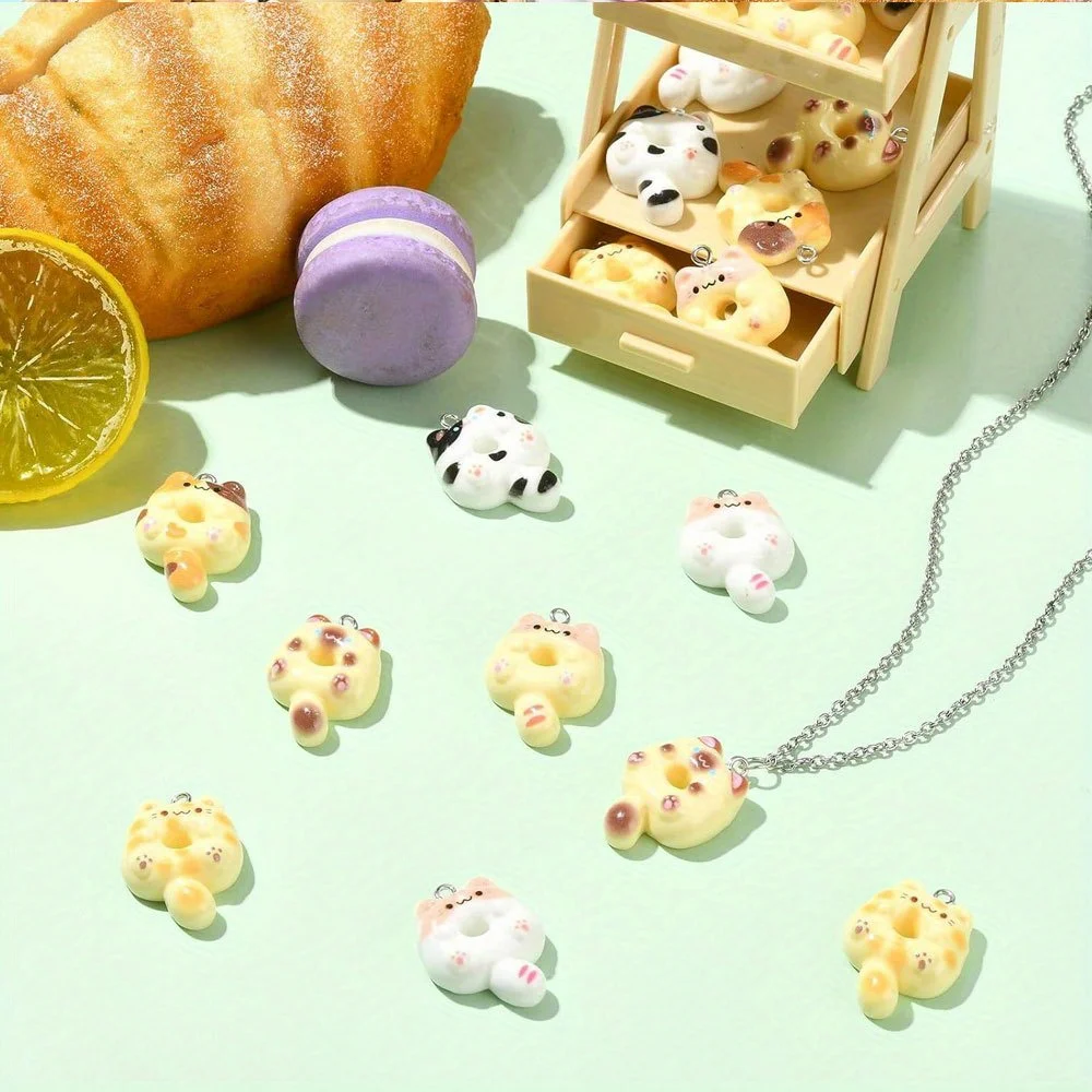 4/14/28pcs Multi-color Cat-shaped Decorative Pendants,Diy Bracelets,Necklaces Earrings,Valentine's Day Halloween GiftAccessories view 3