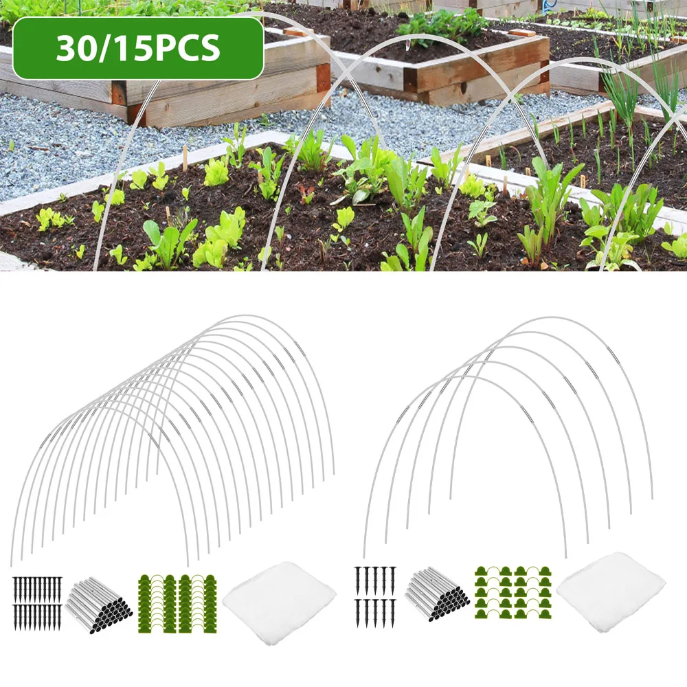 

15 шт./30 шт. обручи для теплицы, арка для рассады, кронштейн для навеса, набор обручей для теплицы, садовая сетка, комплект сеток для патио, овощей