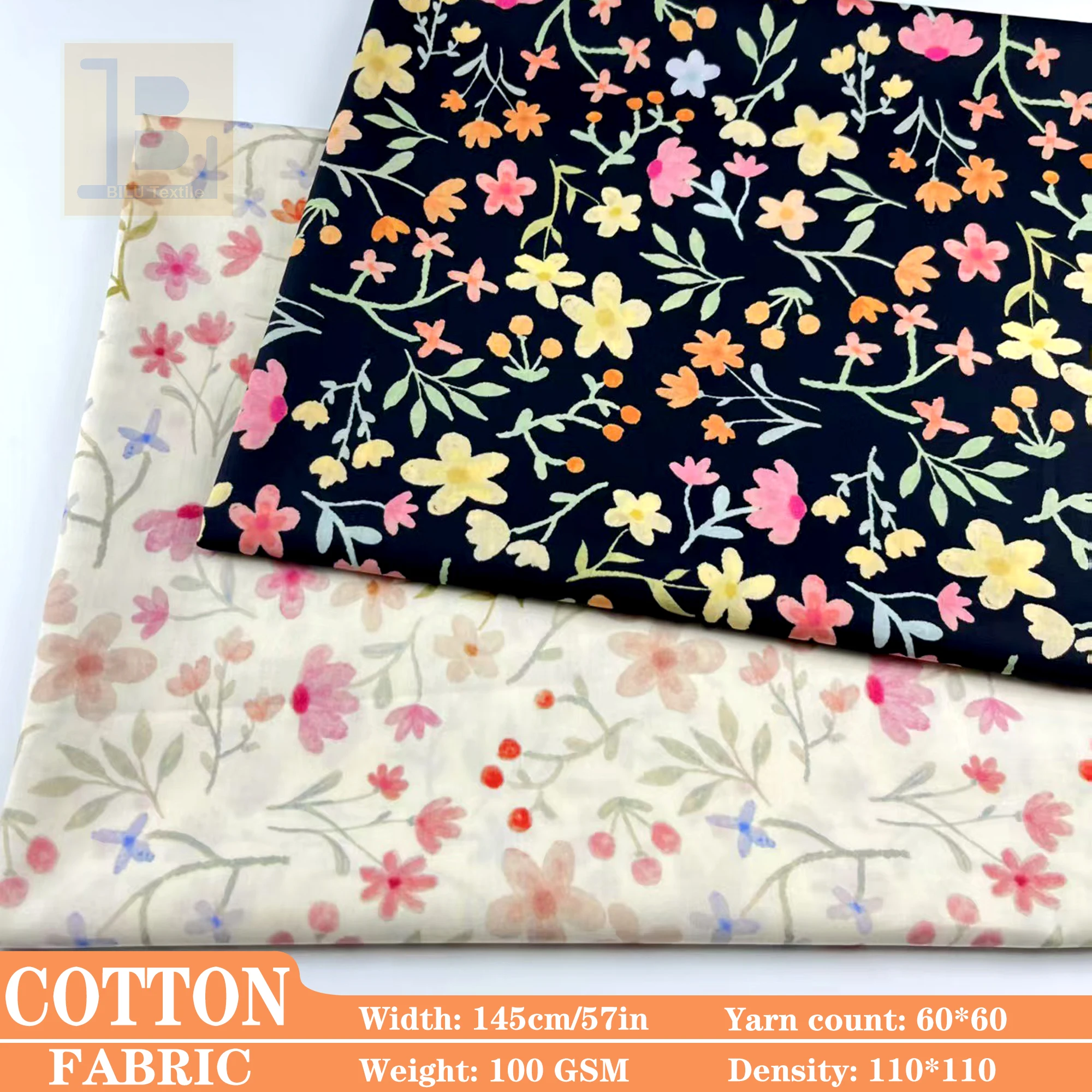 

Gorgeous Multicolor Like Liberty Style Floral Cotton Fabric, Breathable & Skin-Friendly For Kids Dresses DIY Sewing Home Decor