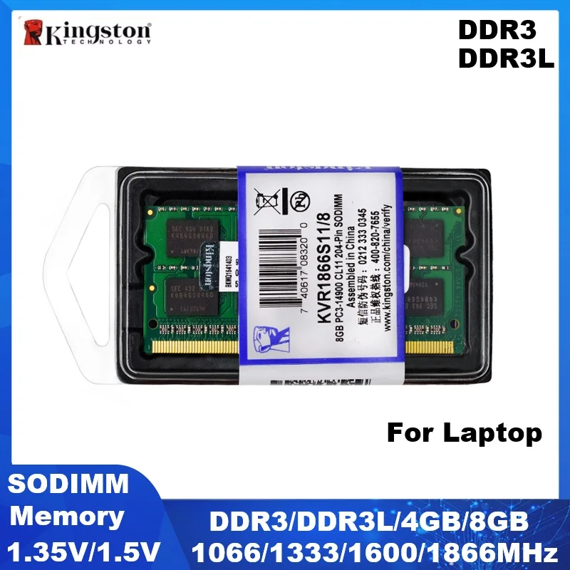Memoria RAM Kingston DDR3 DDR3L para Portátil, SODIMM, 4GB 8GB 1866MHz 1600MHz 1333MHz 1066MHz, Memoria SODIMM para Portátil, Doble Canal