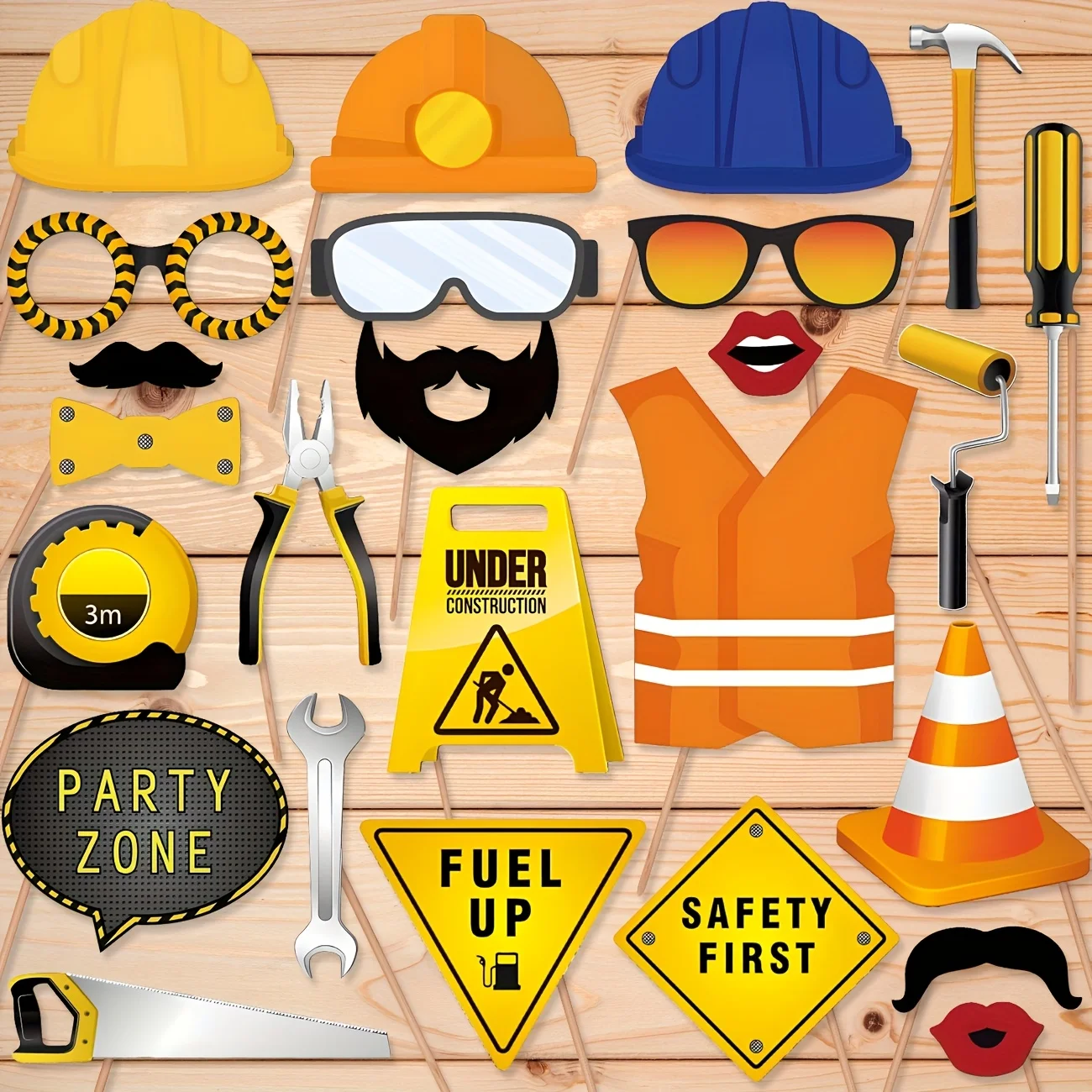 Accesorios para fotomatón de construcción, kits de decoraciones para fiestas de construcción para tema de construcción, decoraciones para Baby Shower y cumpleaños