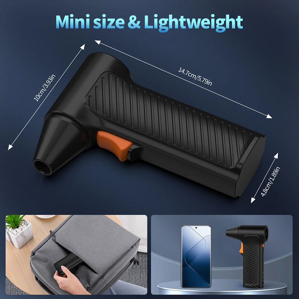 Mini Turbo Jet Fan Electric Air Duster 110000RPM Air Blower Type-C Charging with Power Display Car Computer Cleaning Blower Tool