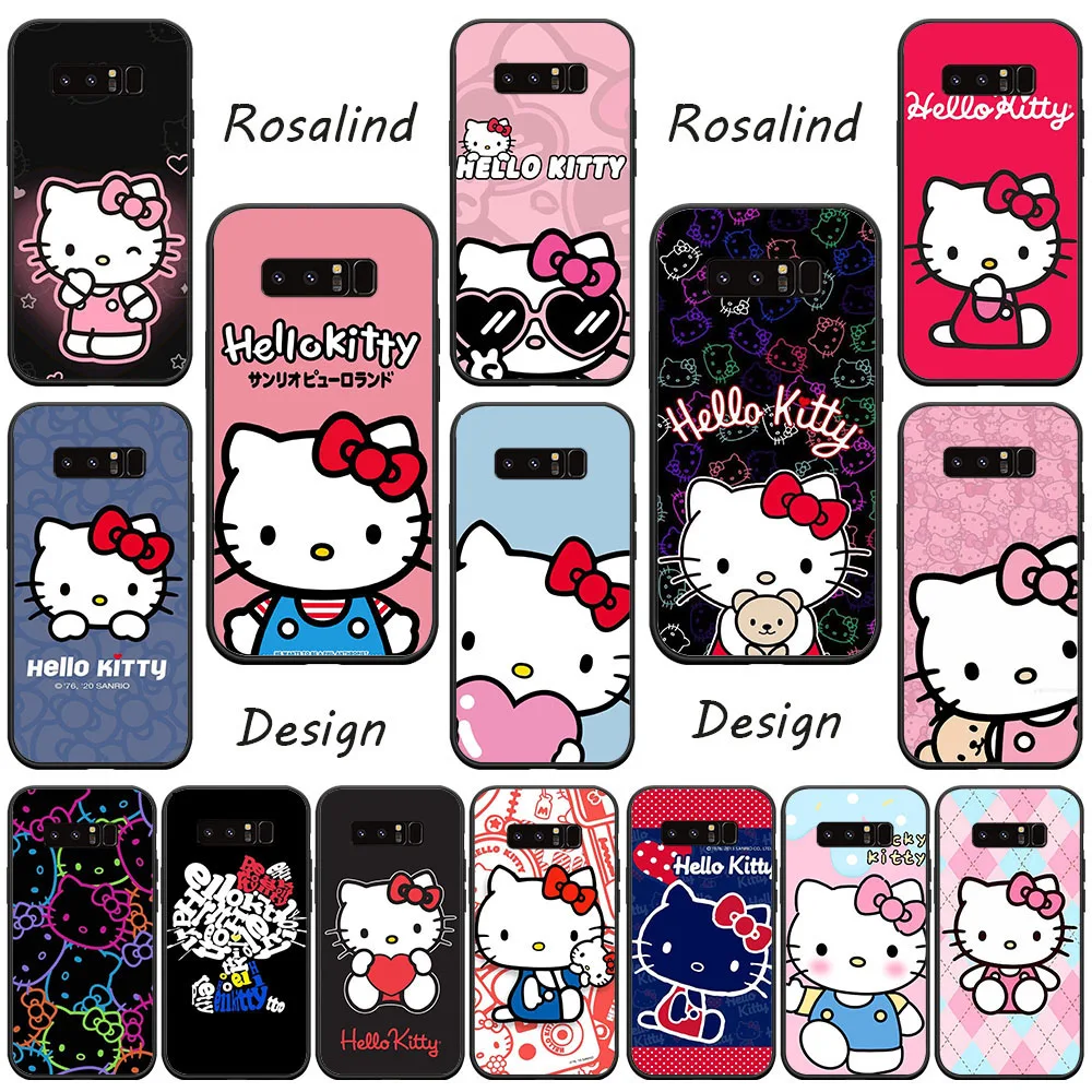 Черный чехол HELLO KITTY для Samsung Note 8 9 J2 J4 J5 J6 J7 J8 Core Prime Plus