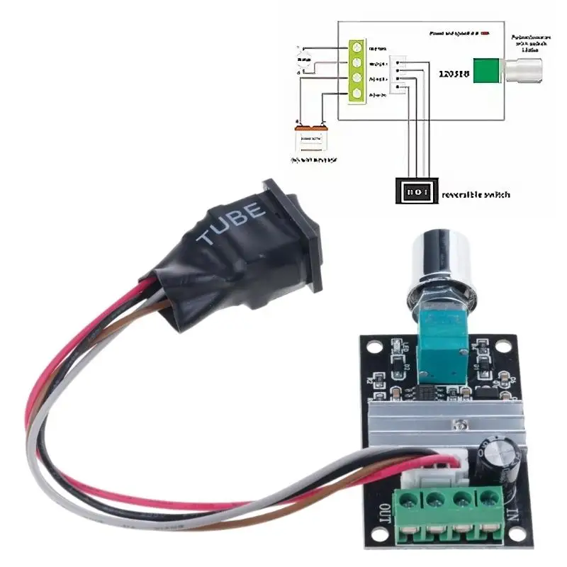 31BA Small Size Low Power PWM Motor Speed Regulator Knob Switches for 6V 12V 24V 3A Forward Reverse and Stop Control