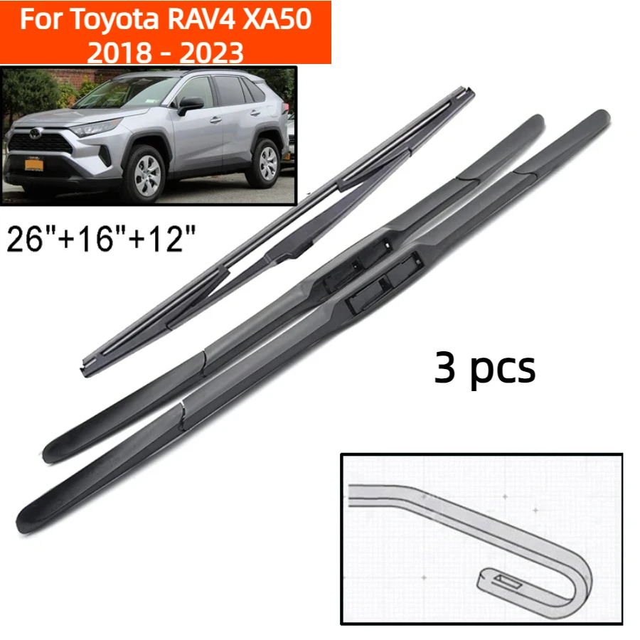 ZHANGU Wiper Front & Rear Wiper Blades Set For Toyota RAV4 XA50 2018 - 2023 Windshield Windscreen Window Brushes 26