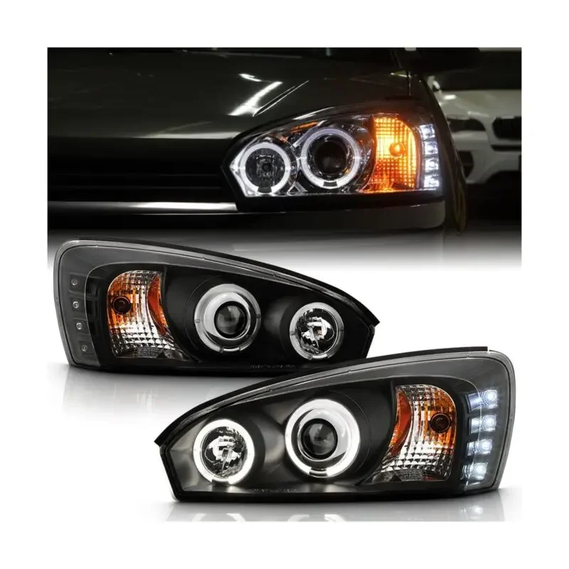 

ACANII - For 2004-2007 Chevy Malibu LED Halo Black Housing Projector Headlights Headlamps Assembly, Driver & Passenger