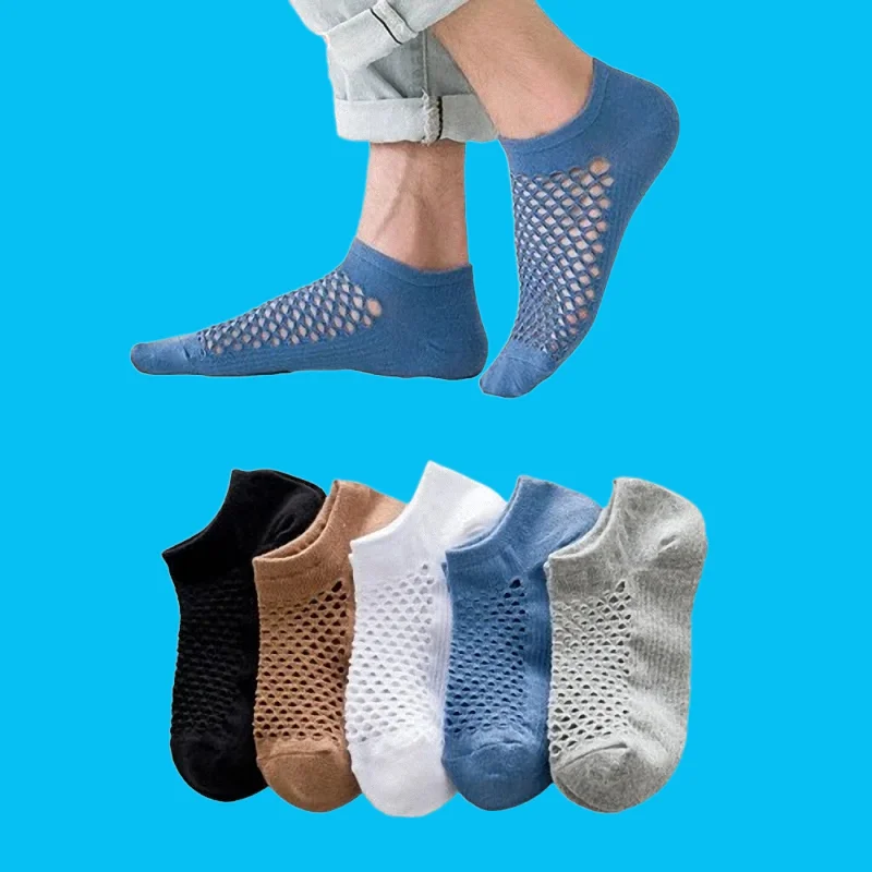 5/10 Pairs New Men's High Quality Cotton Short Socks Comfortable Casual Sports Ankle Socks Low Cut Men Breathable Mesh Socks