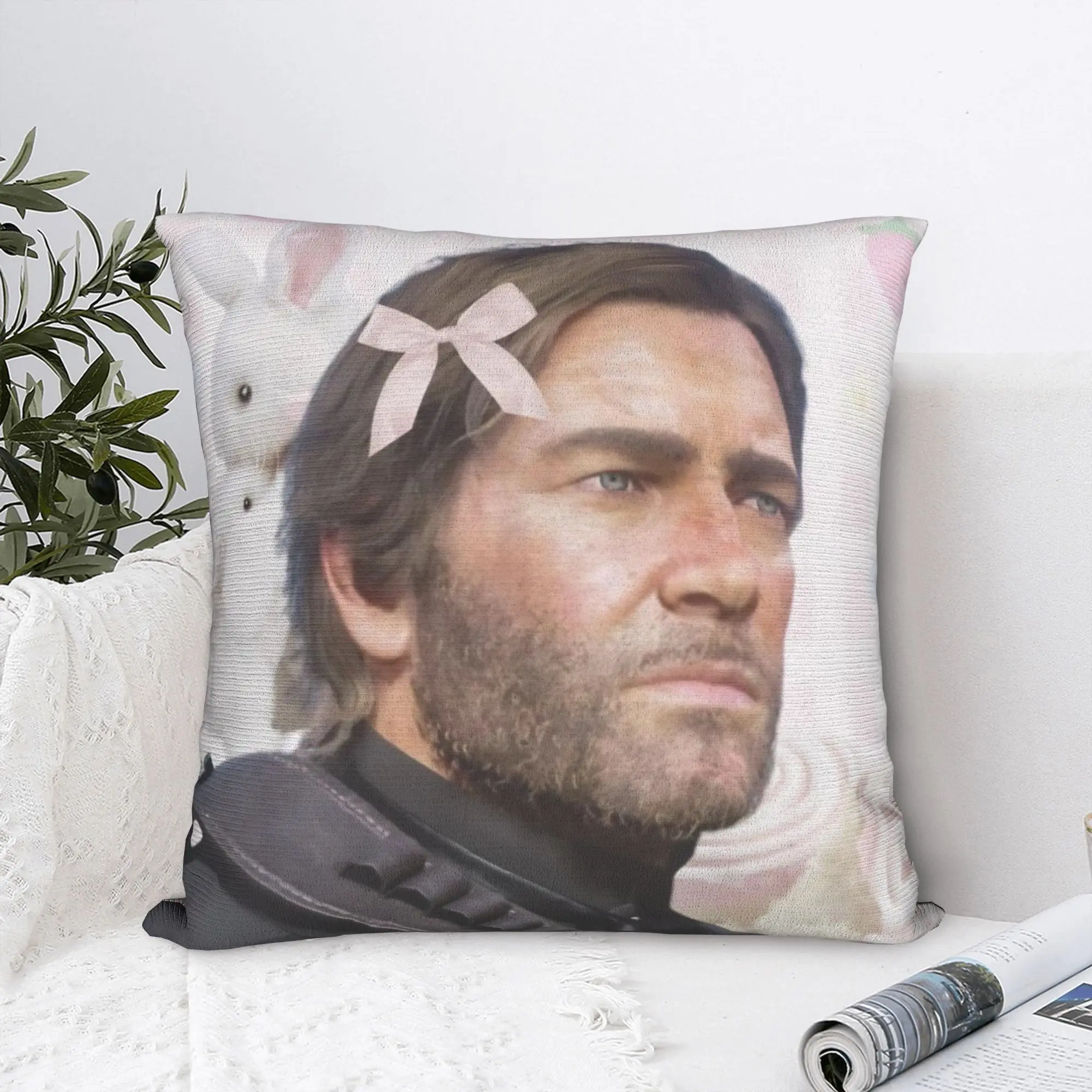 Pink Arthur Morgan Square Pillow Cases RDR2 Game Cushion Cover Vintage Zippered Decor Pillowcover for Home 45x45cm