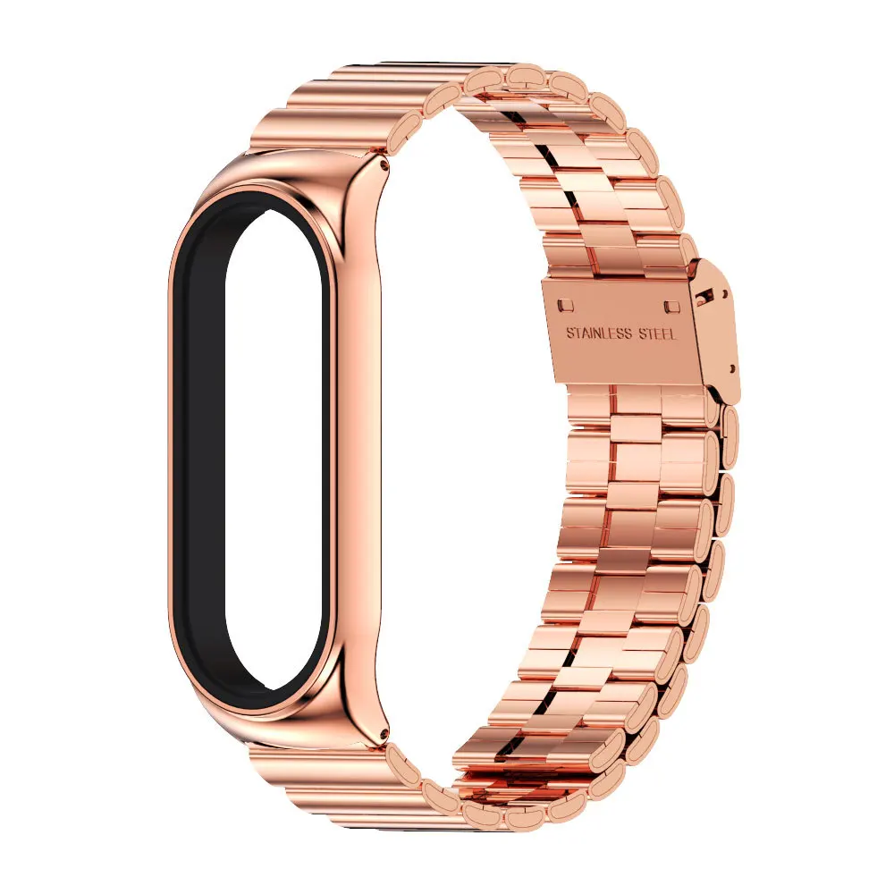 Metal Strap For mi band 8 strap For mi 6/5/4/3 universal smartwatch band 304 stainless steel bamboo bracelet formi 7