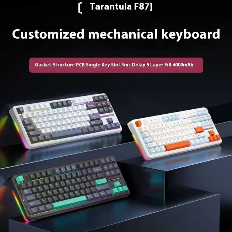 

Aula Tarantula F87 Mechanical Keyboard Customized Gasket Structure Full-key Hot Plug Three-mode Wireless Bluetooth Game Pro