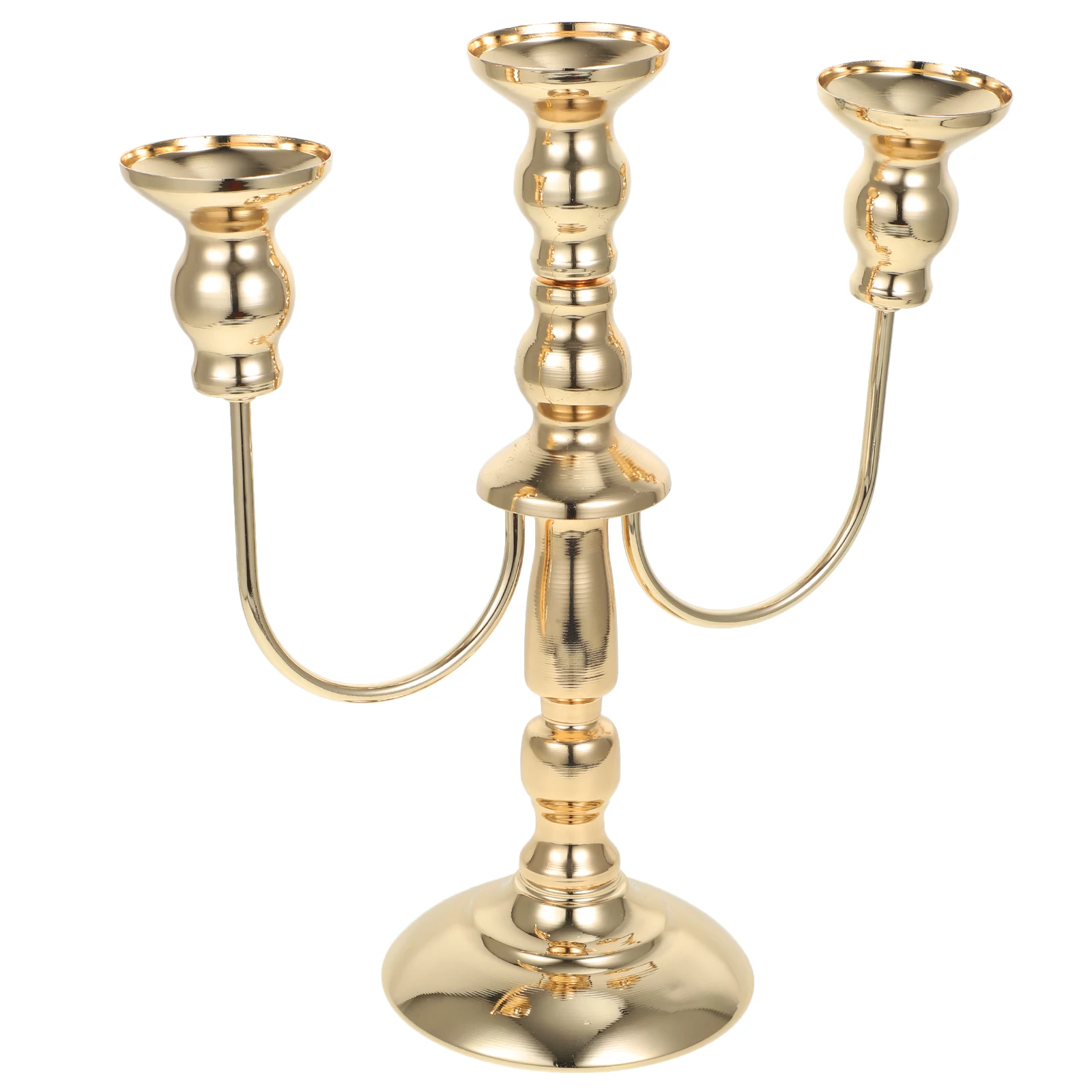 

Golden 3-Head Iron Candlestick Holder for Romantic Dinners Weddings Decor Vintage Table Centerpiece Pillar Taper Candles Stand