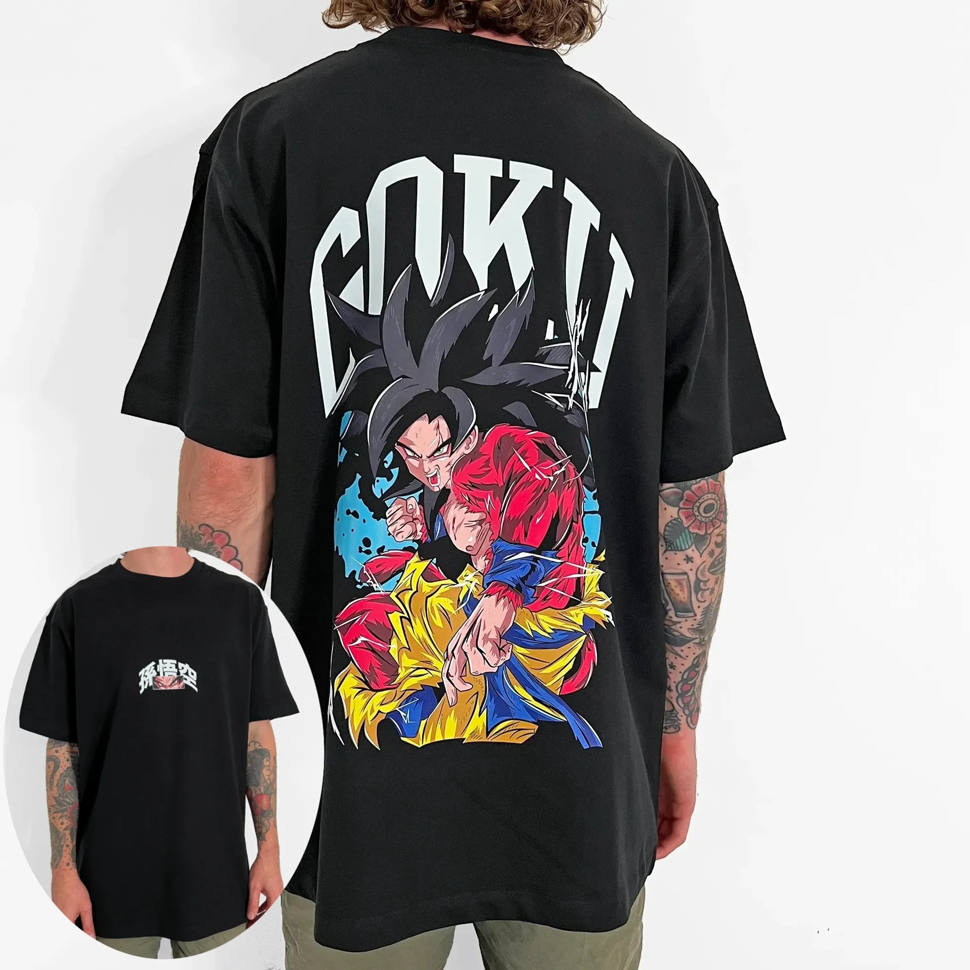 드래곤 볼 애니메이션 콜라보레이션 티셔츠 2026 여름 남성용 하라주쿠 루즈 트렌디 스트리트 트렌드 부모-자녀 반팔 탑