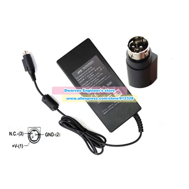 Echte 24V 2.5A 60W DA-60I24 AC Power Adapter DA-60L24 Laptop Oplader Voor APD Ronde Met 3-Pins Voeding