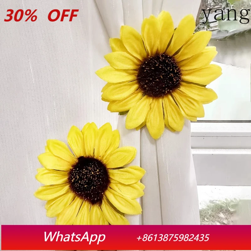 

Yjq 2pcs simulated flower sunflower curtain buckle curtain clip closed strap living room home decoration