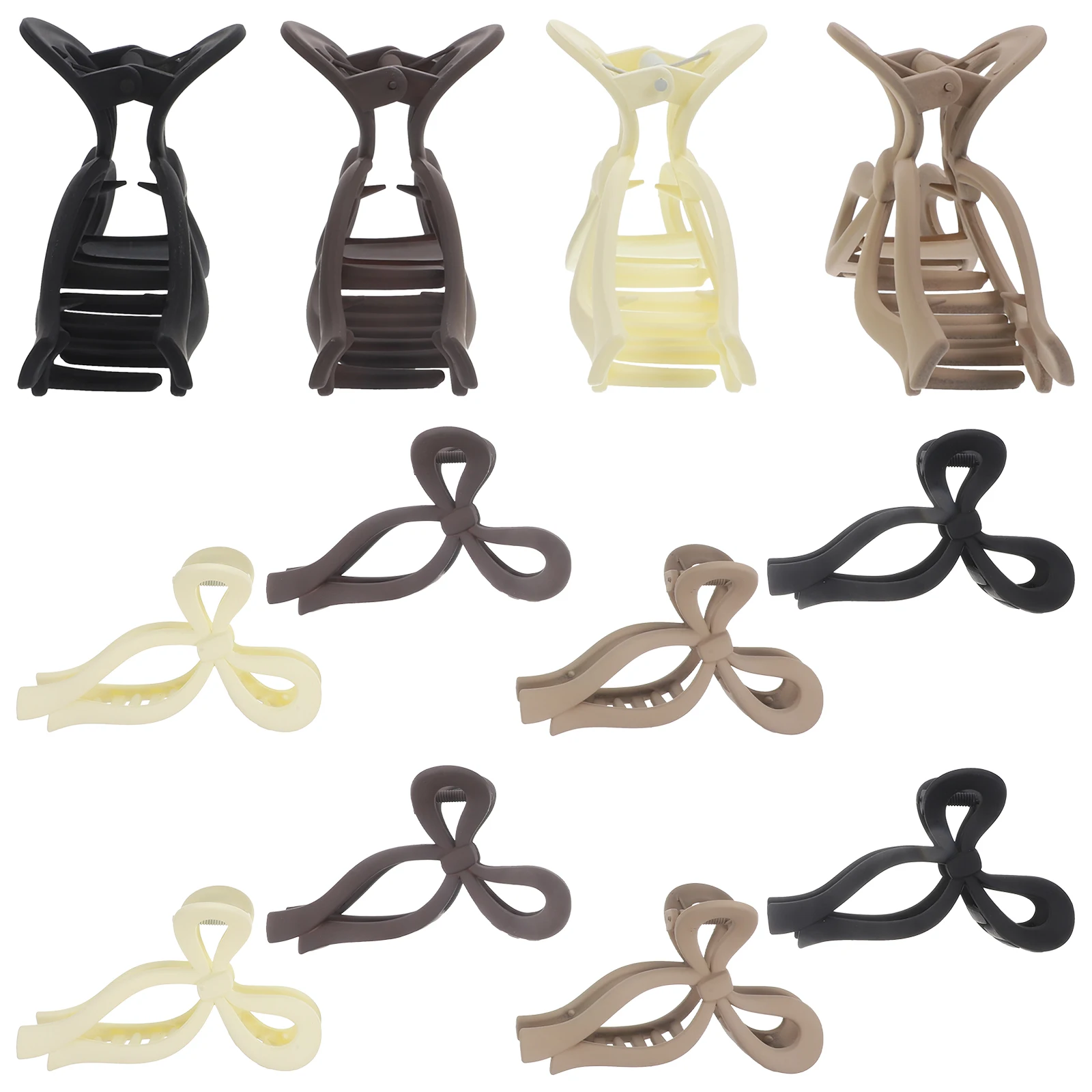 

12pcs Large Bow Claw Clips Women Thick Frosted Plastic Accessories Claw Clips for Thin Curly Long Hair Bow Hairpin for Women
