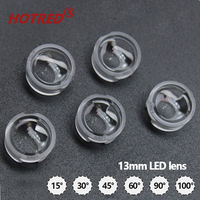 LED Lens 13mm 1W 3W 5W High Power Chip Reflector IR Plant Light Free Holder 15 30 45 60 90 100 Degree Convex Lens