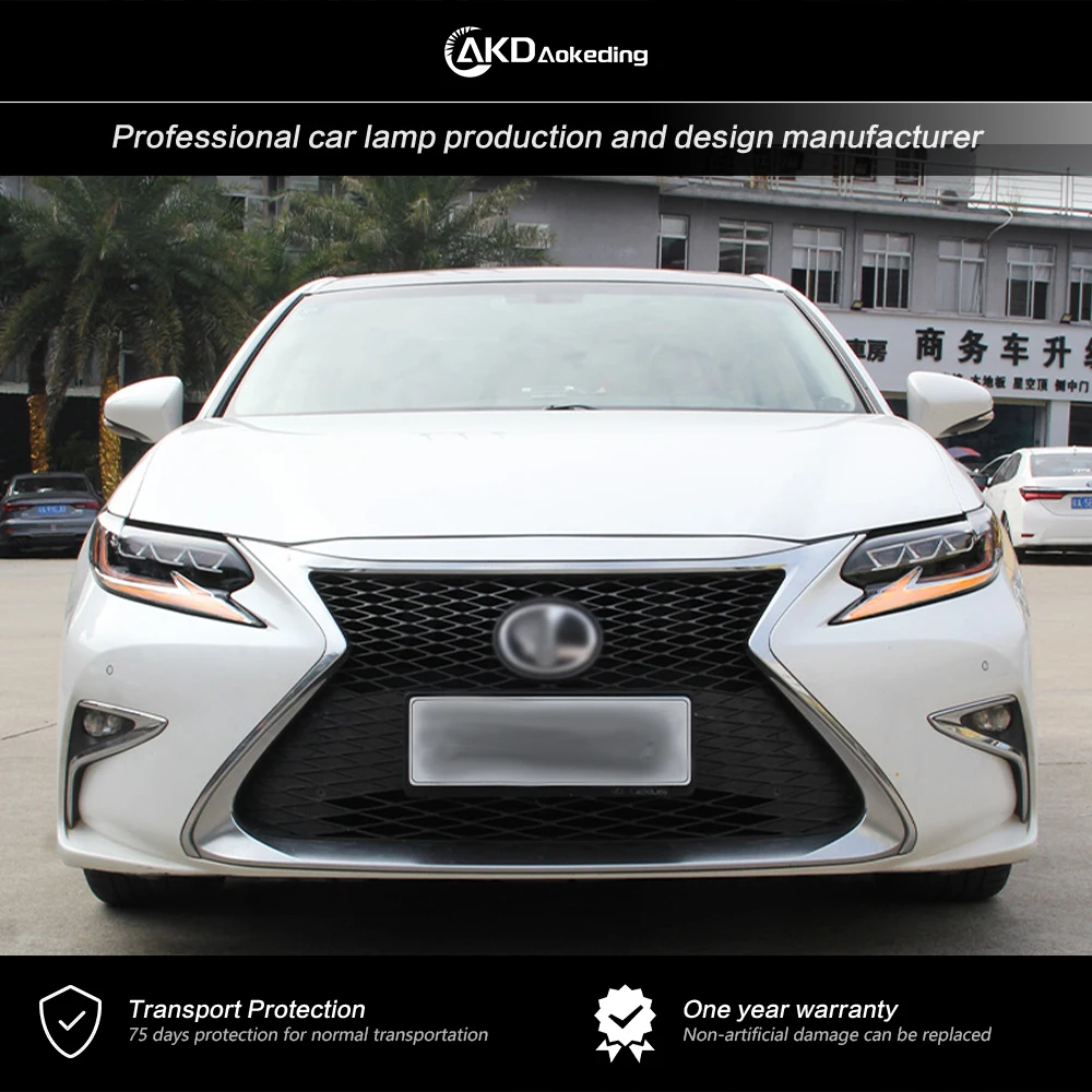 AKD Head Lamp For  Lexus ES300 Headlights 2015-2017 ES200 DRL H7 LED Bi Xenon Bulb Assembly upgrade Dynamic Signal Accessories