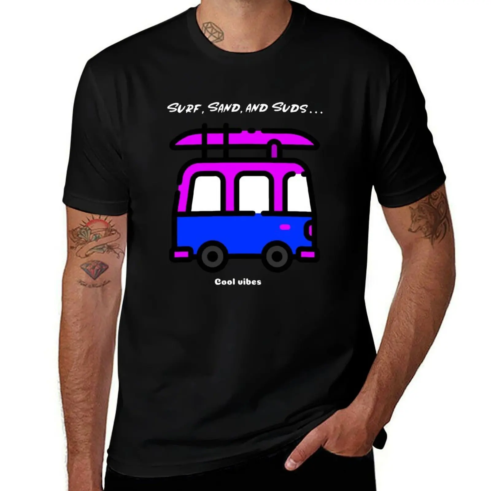 

Surf, Sand, and Suds…cool vibes T-Shirt tees graphics Blouse Men's t-shirt