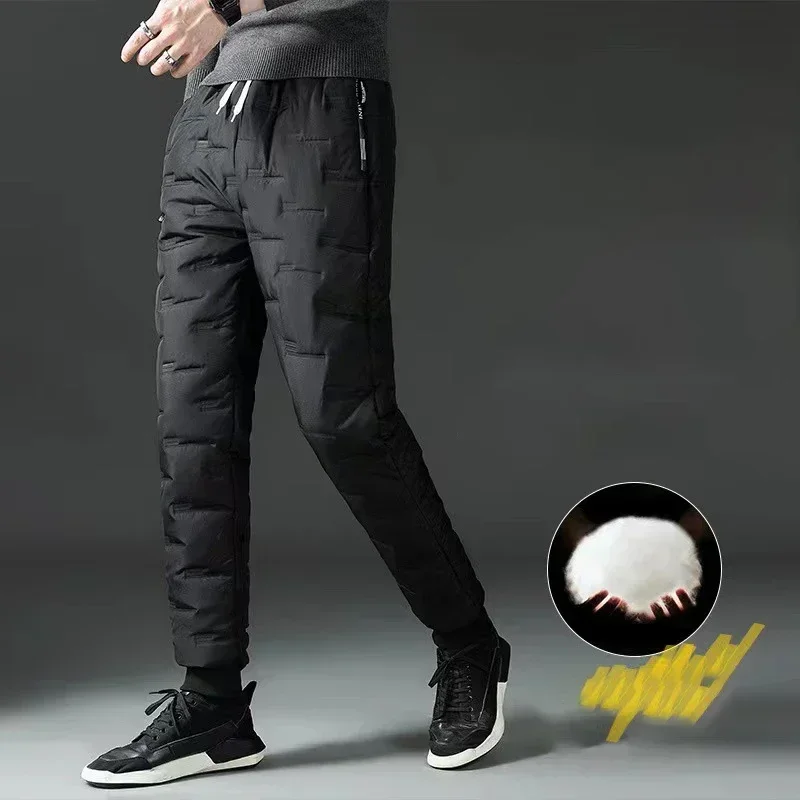 Pantalones deportivos de algodón puro para exteriores, ropa informal a prueba de viento, terciopelo grueso, pantalones deportivos con cordón cálidos, pantalones versátiles de pierna recta, invierno, nuevo