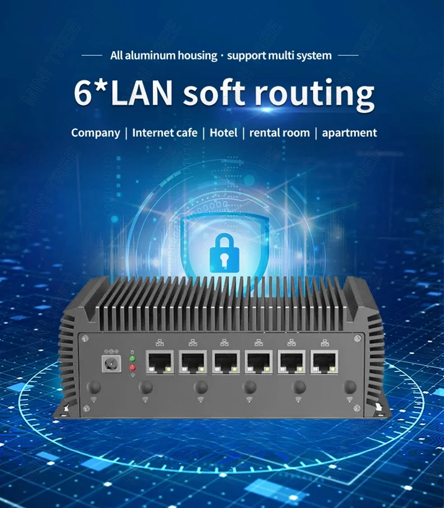 Computer incorporato industriale senza ventola Intel Core i3-8145U 6x I225V Ethernet Mini Soft Routing Ubuntu Win10 Mini PC host LTE 4G