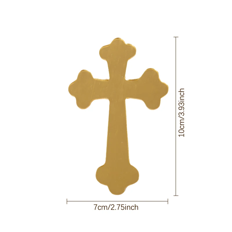 Mirrored Gold Acrylic Cross Cake Topper Christian Cross God Bless Cake Decoration Baby Baptism Communion Cake Supplies