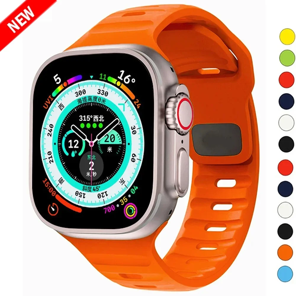

Силиконовый ремешок для Apple Watch ultra 2, ремешок 44 мм, 49 мм, 45 мм, 42 мм, 40 мм, 41 мм, 38 мм, спортивный браслет correa iwatch Series 7 6 3 se 8 9