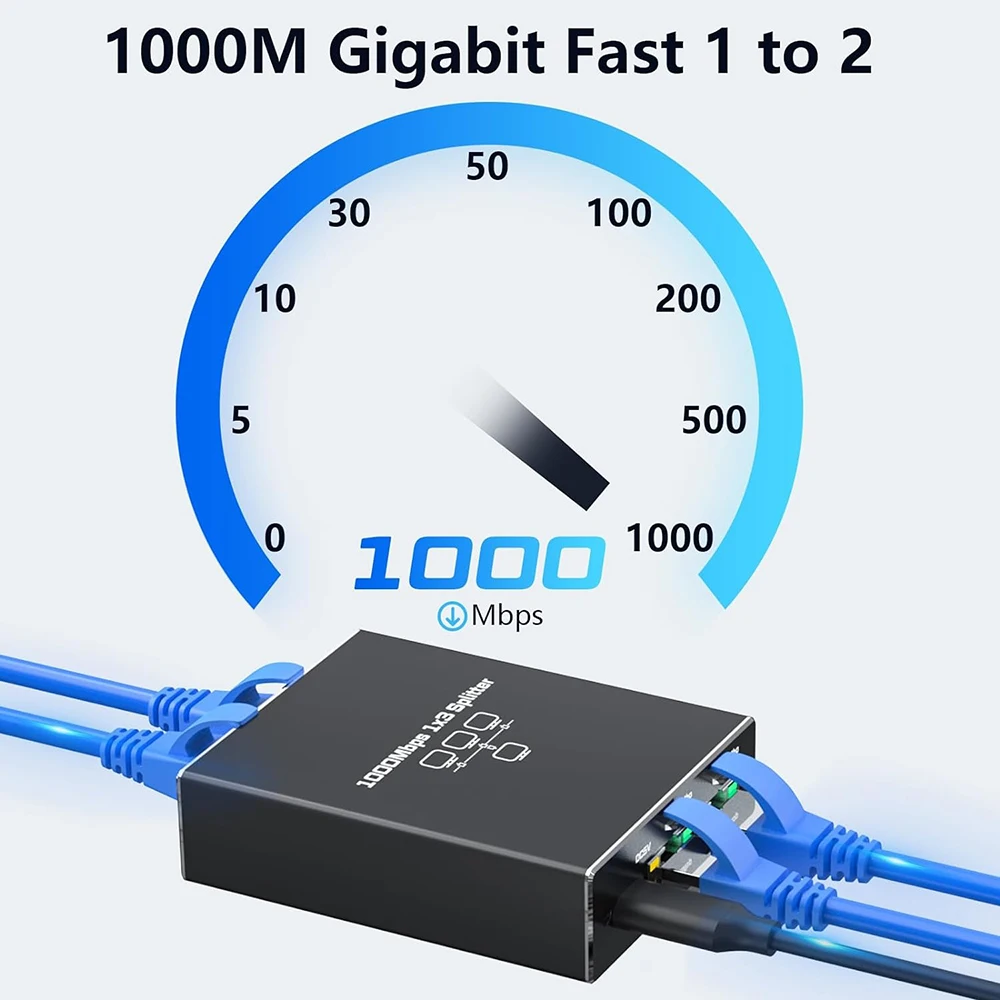 1000Mbps Ethernet Splitter Adapter LAN Extender RJ45 1to3 Network 1-in 3-out Works Simultaneously For TV Computer Router Switch