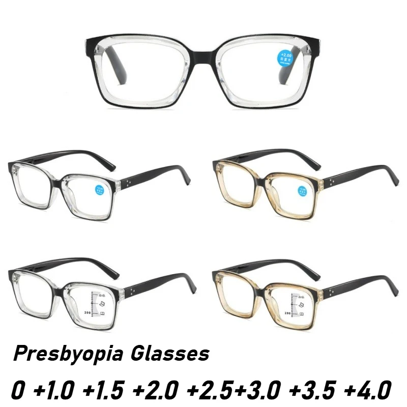 

Unisex New Retro Large Frame Reading Glasses Fashion High-definition Anti-blue Light Spring Leg Presbyopia Glasses To +4.0