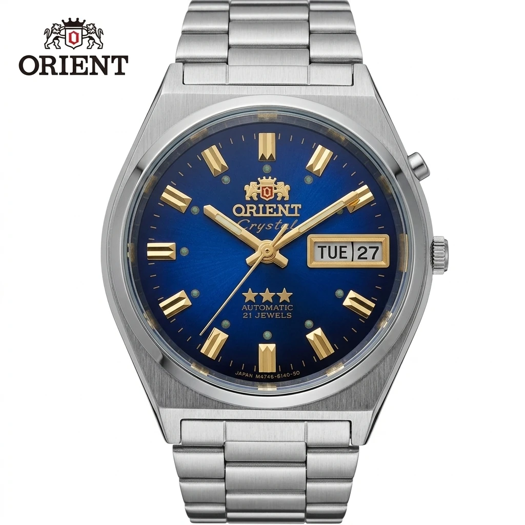 Orient 36mm Men Automatic Dress Watch 21Jewels Mechanical Wristwatch Luminous Day Date Stainless Steel Waterproof Business Watch