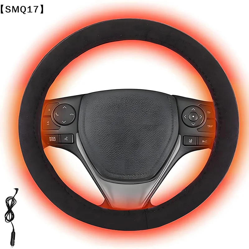 12V Heated Steering Wheel Cover Warm In Winter Universal Fit Steering Wheel Protector Outer For Cars Truck  Car Accessories【SMQ】