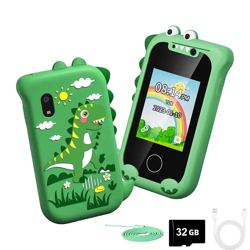 Kids Smart Phone Educational Toy Touchscreen Dual Camera Selfie MP3 Player 512MB Card Learning Musical Gift For Boys Girls