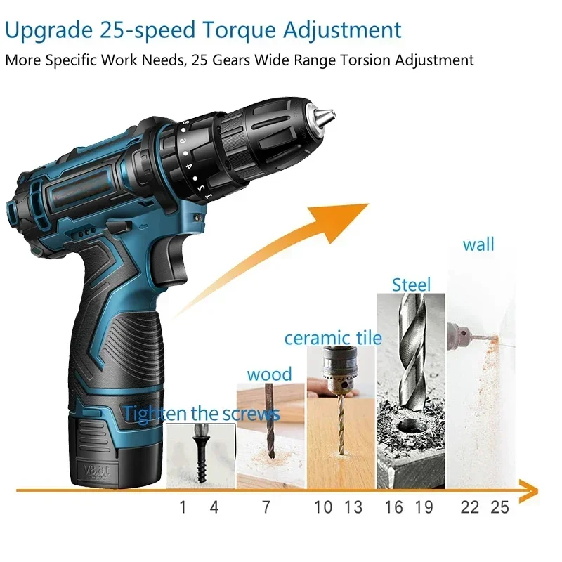 16.8V power tools hand drill machine electric cordless drill price screwdriver battery impact drill set