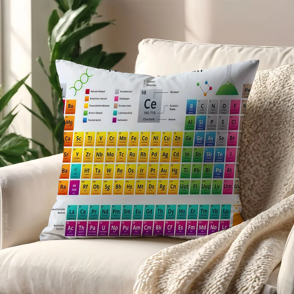 Periodic Table of the Elements cushion cover For Pillow Printing Sofa Decoration Home Room Coffee Shop Office Nordic Simplicity