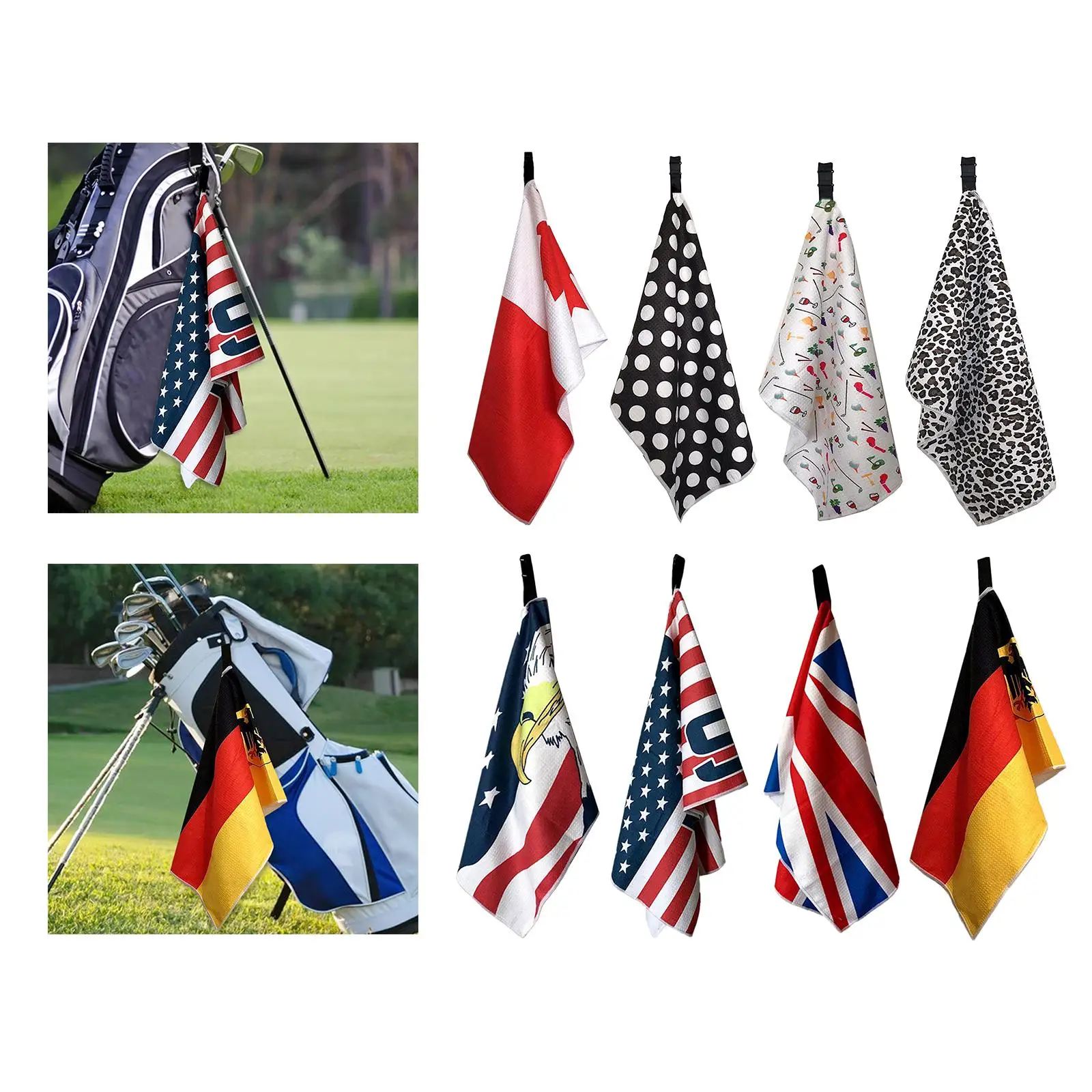 Golf Towel Clip Design Easy Access Washing Ball Super Absorbent Fitness Drying for Sport Golf Equipment Bag