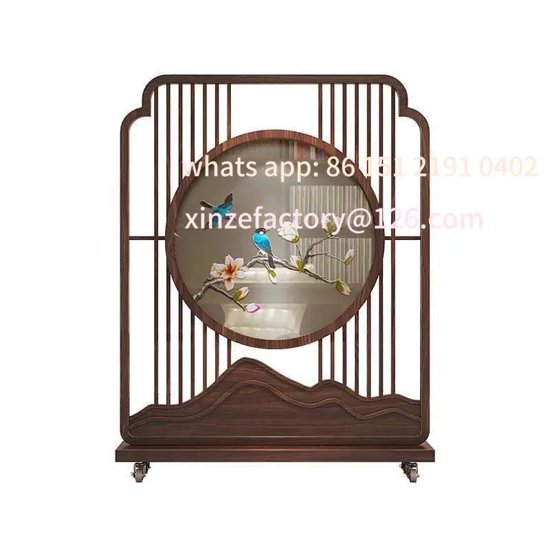 

Customizable new Chinese solid wood screen home partition double-sided embroidery cover decorative home modern seat screen