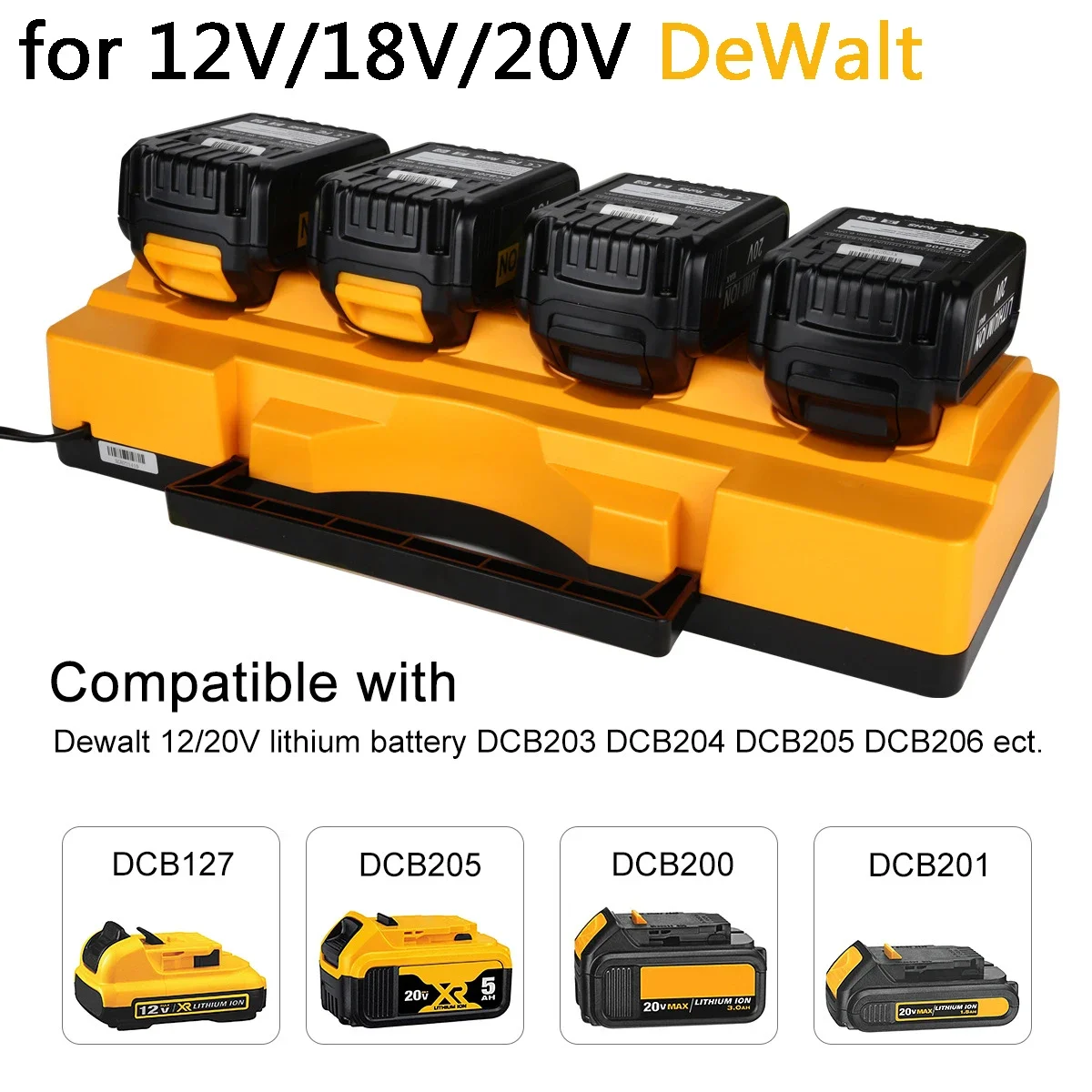 14.4V 18V 20V 100% for Dewalt Lithium Battery Charger DCB203 DC B204 DCB205 DCB206 DCB118 DCB1418 DCB140 DCB183 DCB200