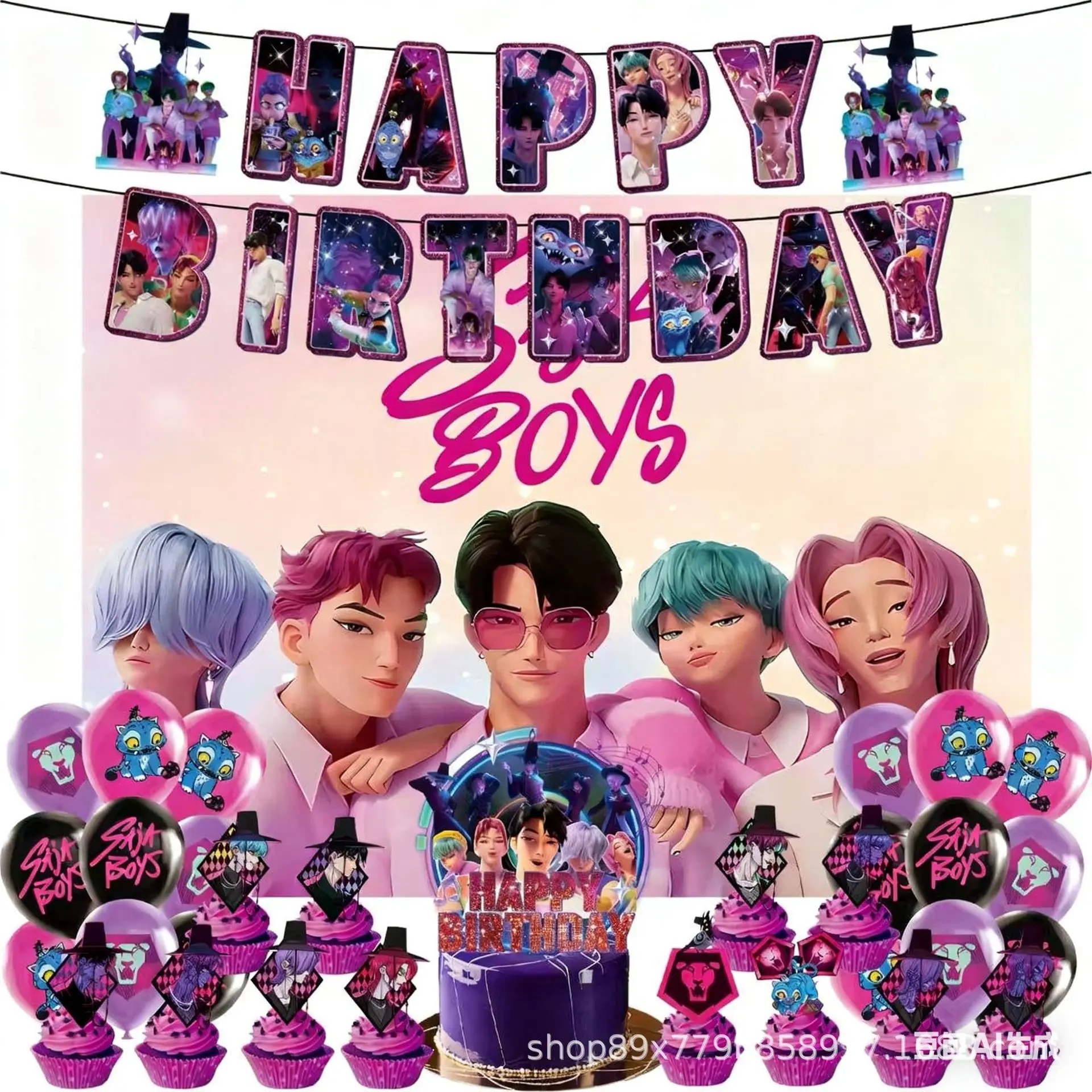 

K pop Boy группа тематические украшения для дня рождения торт топпер воздушный шар баннер фон скатерть для девочек детский душ поставки
