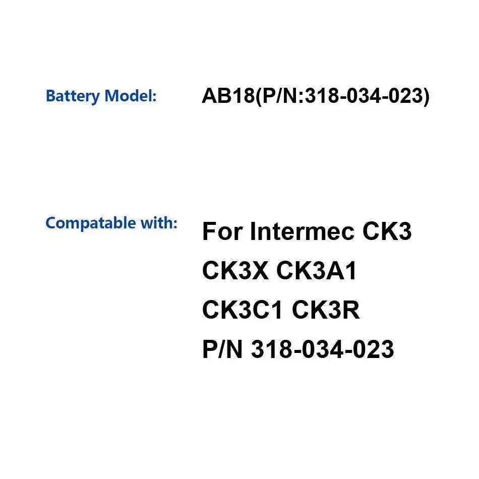

Mobile Data Terminal Battery 5200Mah For Intermec CK3 CK3X CK3A1 CK3C1 CK3R P N 318-034-023 AB18 N:318-034-023