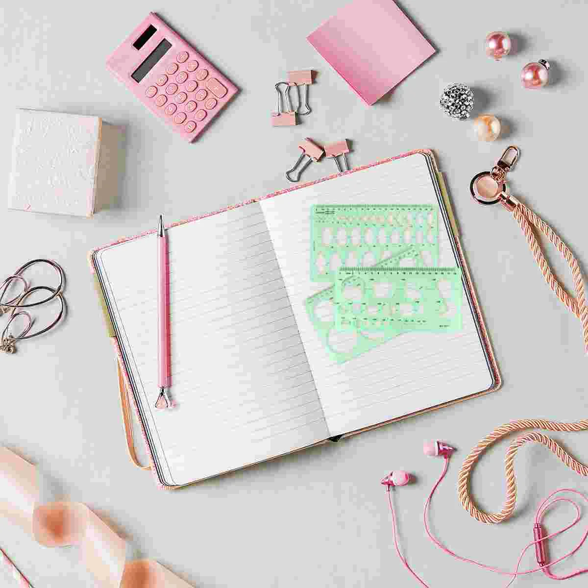 Hollow Out Architecture Measuring Rulers Kit, Desenho Templates Tool, Student, 3 pcs