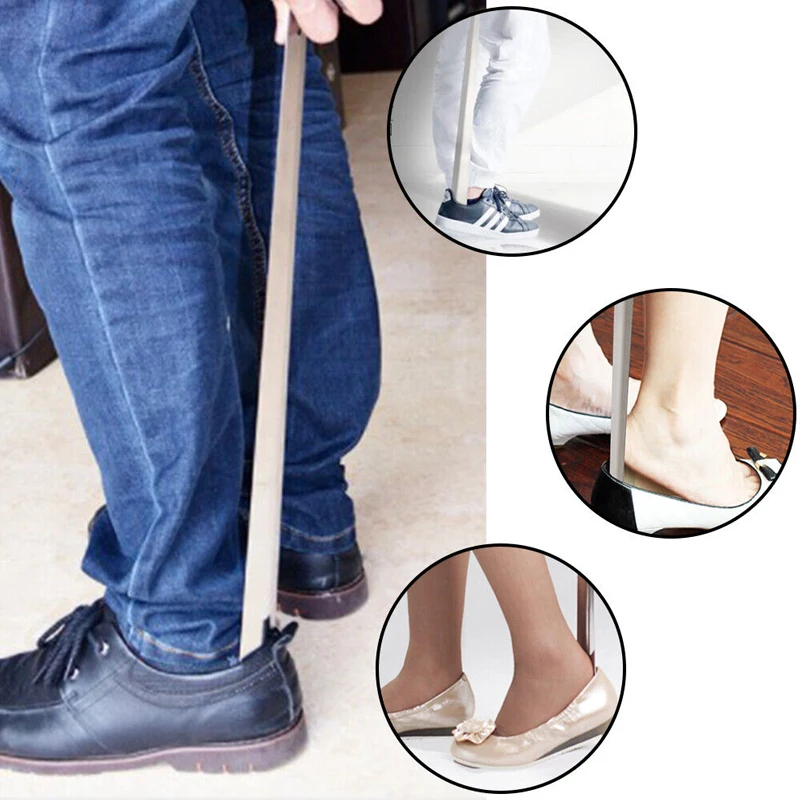 52cm calzascarpe Extra lungo in acciaio inox argento metallo scarpe Remover calzascarpe sollevatore Aid Slip Shoe Pull Tool 42cm