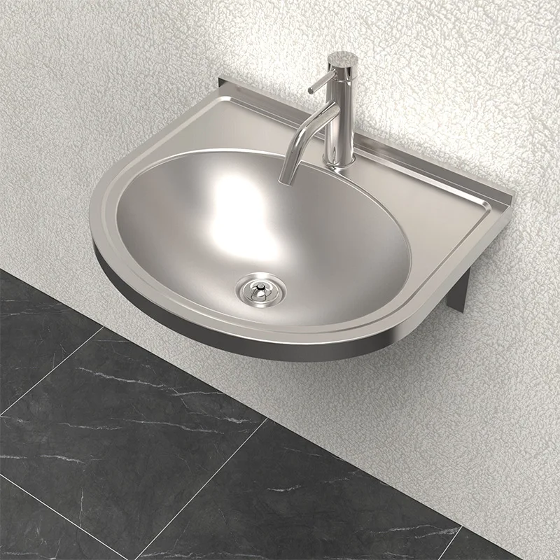 

Stainless steel wash basin, simple small apartment bathroom wash basin wall-mounted