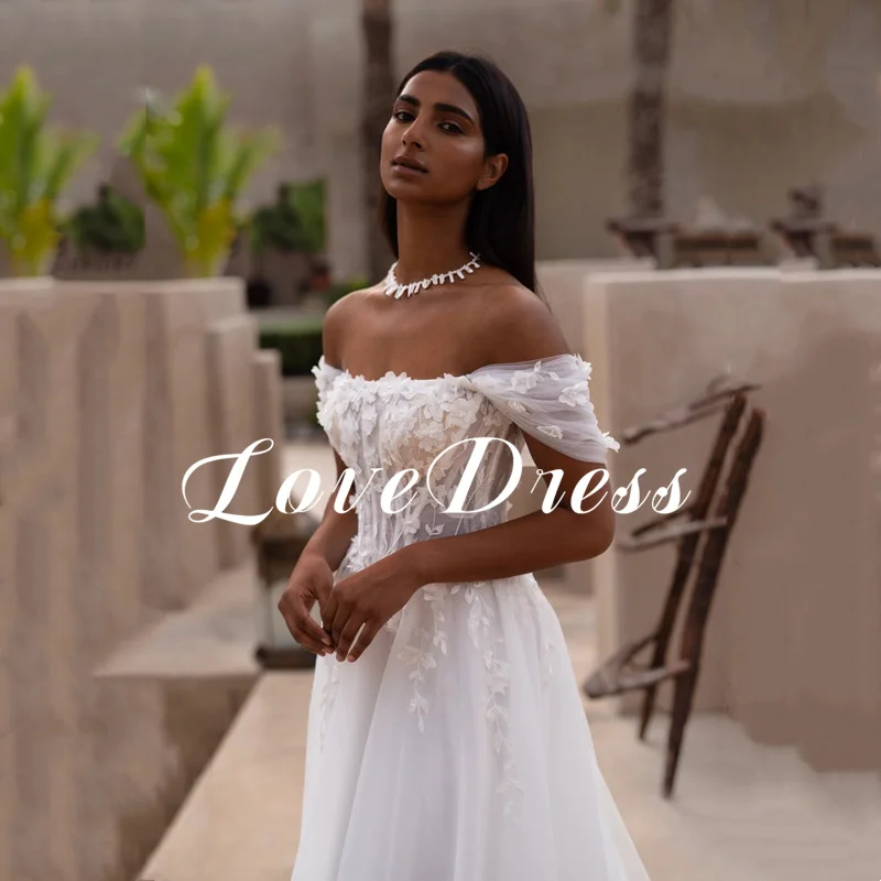 Robe de mariée A-ligne en tulle sans bretelles de luxe, robe de mariée dos nu, train de cour personnalisé