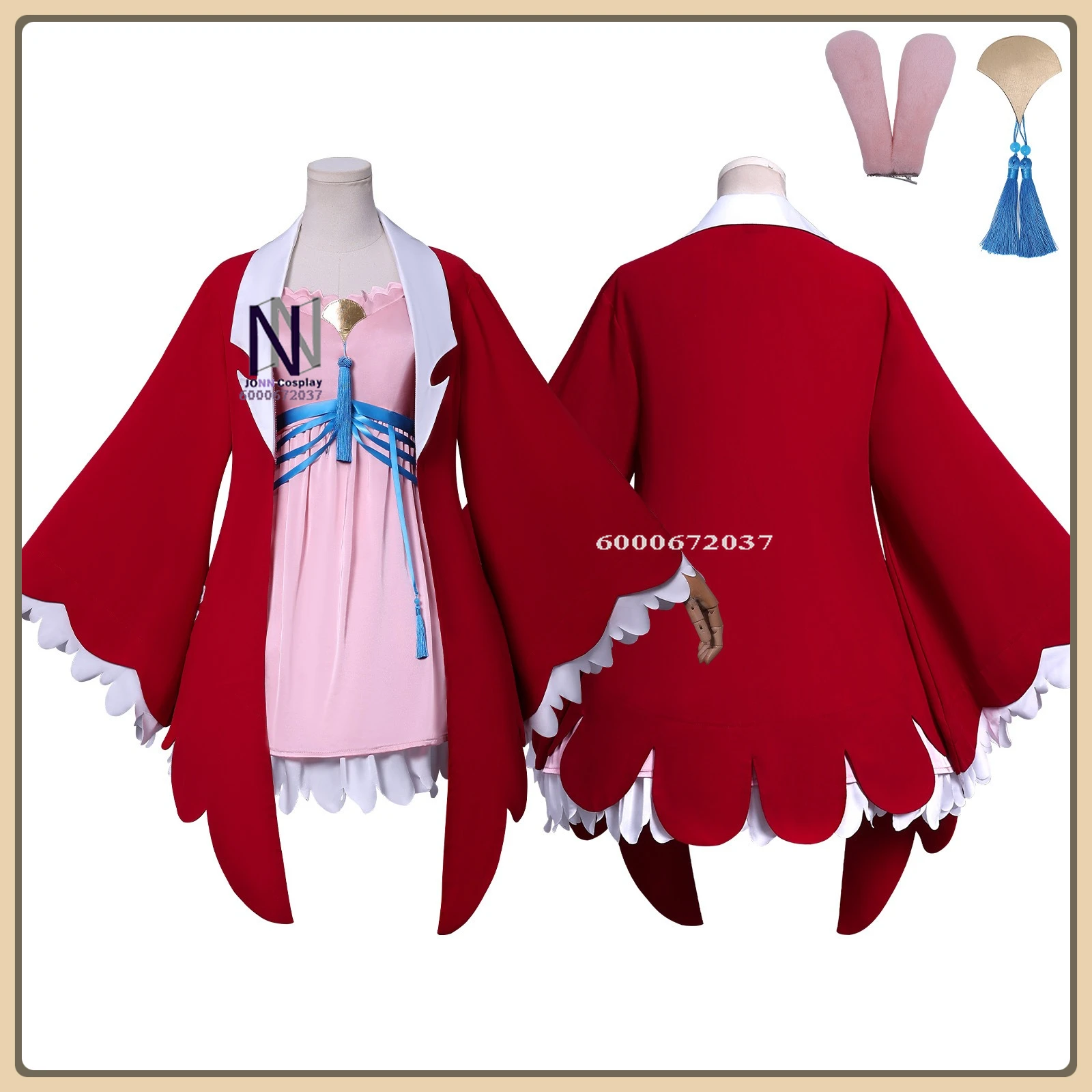 

Game Douluo Dalu Xiaowu Cosplay Costume Bunny Ear Hairpin Mermaid Hem Dress Full Set High Quality Role Playing Clothes (Female)