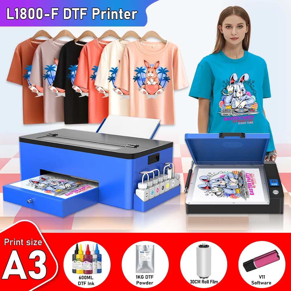 For Epson L1800 DTF A3 impresora DTF Directly To Film Printer V11 Software With Curing Oven for Clothes t shirt printing Machine