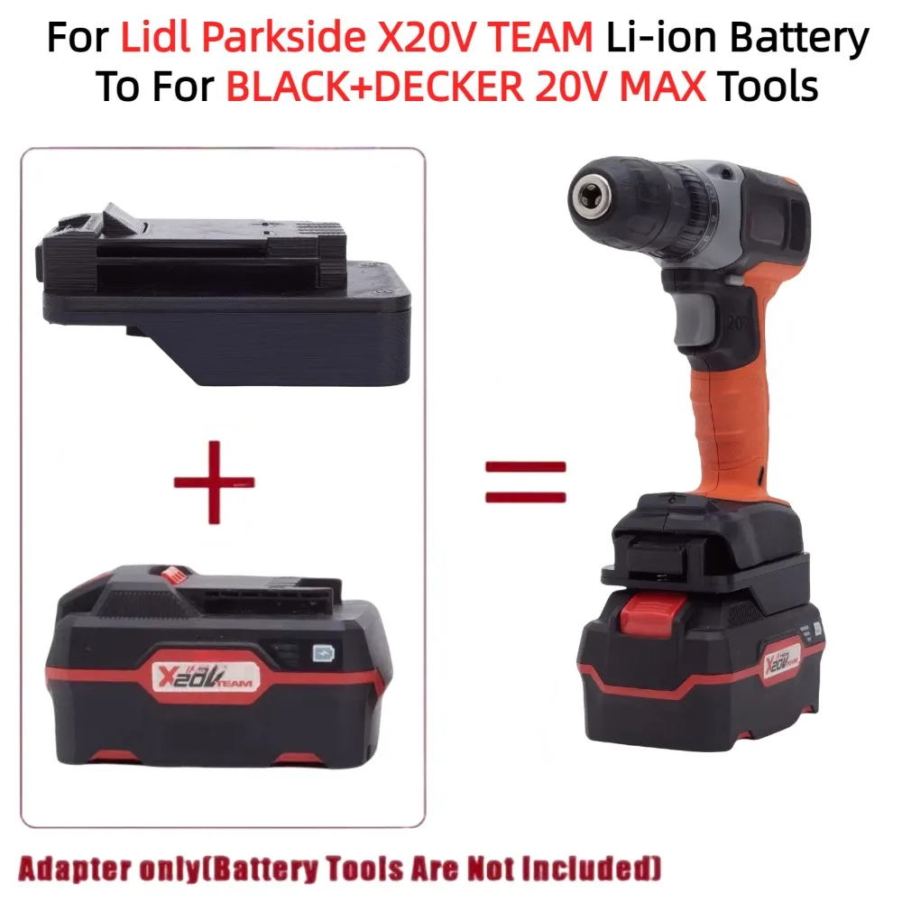 Adaptador de Bateria para Bateria de Lítio Lidl Parkside X20v Team para Black Mais Decker 20v Ferramentas de Perfuração sem Fio sem Escova Apenas Adaptador