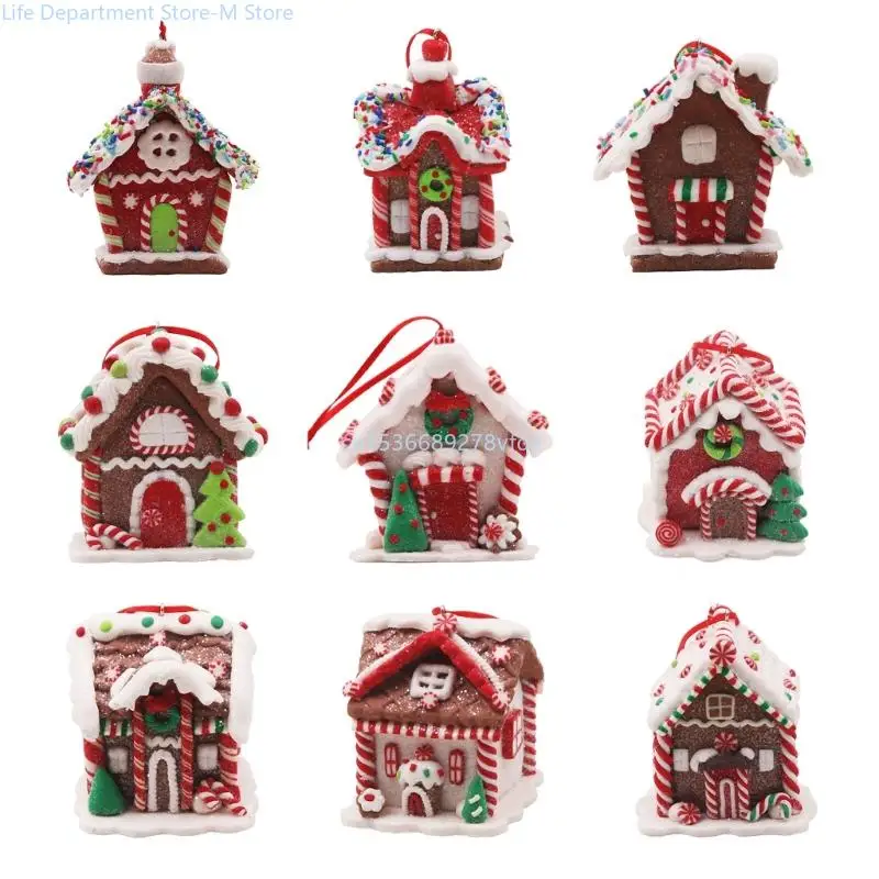 Kerst PVC Klei Peperkoek Huis Hangende Ornament Vakantie Decoratie