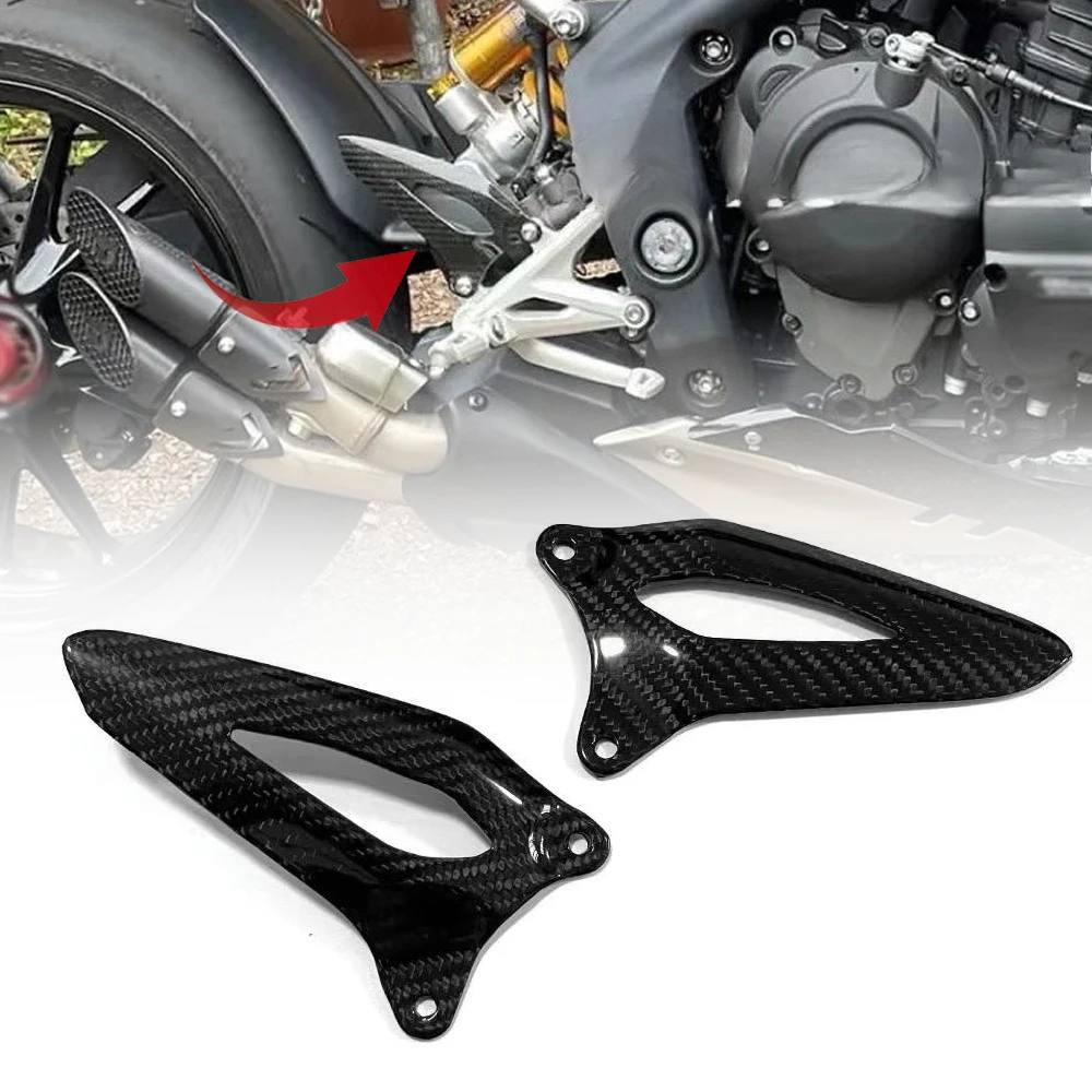 Carbon Fiber Motorcycle Accessories Heel Guard Plates Foot Rests For Triumph Speed Triple 1200RS 1200RR 2021-2024